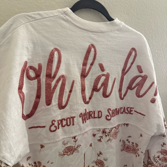 Disney Floral Mickey Mouse Shirt - White and Pink Epcot Paris - Picture 7 of 7